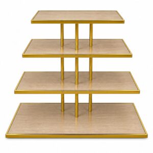 4 Tier Show Stand - Rectangle - Wood & Gold
