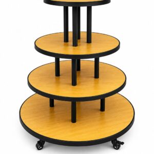 4 Tier Show Stand - Round - Black & Gold KB