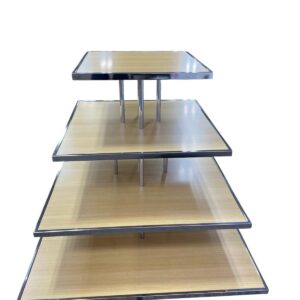 4 Tier Square Gold Silver