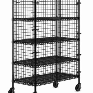 Wire Storage Rack Stand 4 Shelves with Door
